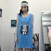 women basketball fake 2 pc jersey sleeveless T-shirt summer long vest 2021 bf style harajuku design loose fit