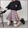 Harajuku Dark Gothic High Waist Plaid A-line Pleated Skirt Splicing Cargo dress