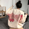 2022 new kawaii tie-dyed water paint pastel strawberry prints warm round neck sweatshirt