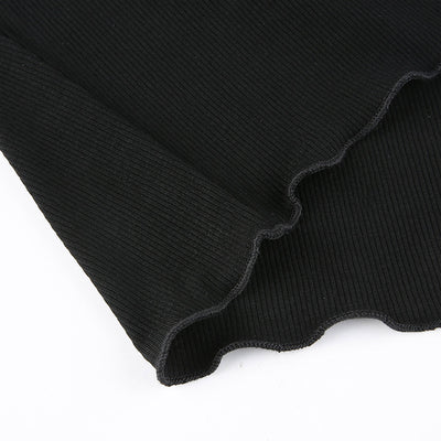 Bottom shirt rib fabric half high neck pullover tube tank top gothic cropped tee for women