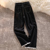 Lace split jeans anti-wrinkle high waist straight trousers sweet kawaii niche flared washed denim pants