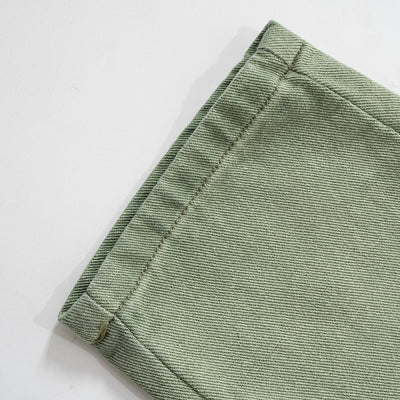 New camouflage spandex denim stitching multi-pockets slim fit splicing pants military green