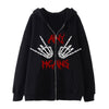 2023 gothic zipper sweatshirt punk creepy skeleton bone prints hoodie warm cardigan coat