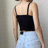 Splicing block color sling cami knitted vest slim fit color matching button placket