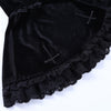 Dark gothic embroidery cross lace trim velvet high waist new half skirt