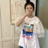 3D kawaii mesh bubble sleeve sweet long tee shirt cartoon printing cotton T-shirt look young