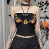 Halloween top pumpkins prints halter neck cami woven straps vest