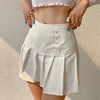 Color stitches splicing high waisted dress button down pleated skirt