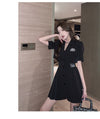 Chiffon cargo dress new French style split hollow cut pleated skirt gothic streetwear