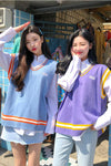 2022 V-neck wool vest Korean Style loose fit blogger sweater pastel colors for girls shirt and blouse