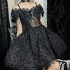 European gothic jacquard lace bridal dress spider web lace off shoulder skater