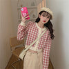 Japanese 2022 new plaid checkered retro vintage knitted cardigan kawaii crop top jacket various colors