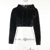 Women fluffy overskirt and crop top hoodie kawaii gothic grunge bear sweater jacket skirt set