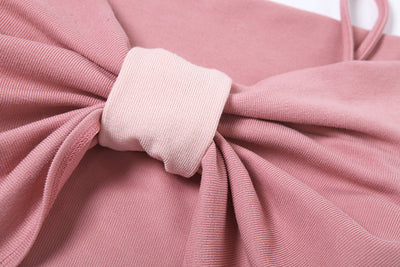 2022 big bow pleated chic cardigan sling split sleeves off shoulder balero pastel color sweatshirt set women T shirt