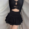 Diablo gothic lace up strappy skirt layers cupcake overskirt