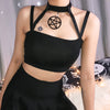 hanging love heart pendant necklace choker vest cami top tee Gothic Grunge