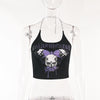 European butterfly gothic prints chain small sling tunic set cami open chest T shirt