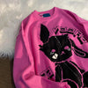Kawaii harajuku retro chic alternative rabbit prints pullover crewneck sweater loose casual style premium women top