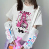Japanese anime prints T shirt BAD GIRLS KISS ME split sleeves with hearts