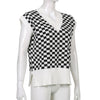 2022 new sexy loose knitted vest lattice grid jacquard patchwork V-neck loose sleeveless sweater