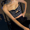 Cross chest bandages stripes street hipster camisole hollow cut tube top shoulderless vest