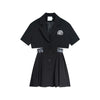 Chiffon cargo dress new French style split hollow cut pleated skirt gothic streetwear