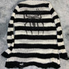 European gothic punk distressed long sweater striped loose horror prints knitwear