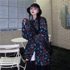 Retro vintage harajuku style blouse for handsome bandit rose gothic prints polo collar loose casual long shirt plus size