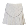 JK polka-dot mini holes denim pleated skirt high waist plus size chic designer skirt for autumn spring