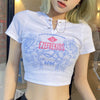 2022 summer tee rose n words prints safety pins placket sexy short vest cami top for girls