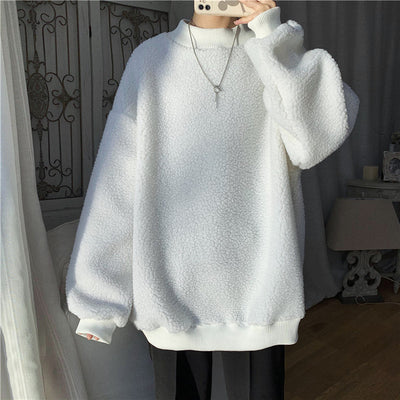 Kawaii 2 pc scarf teddy sweatshirt set cute warm sweater bear ear scarf hat lamb wool plush for winter loose fit coat for boys n girls