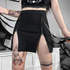 Double zipper baggy hip splits strappy overall tight skirt gothic style