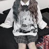Korean loose oversize sweater round neck anime girl print knitted coat pullover for Girls