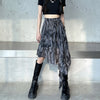 Irregular ruffled tie dye dress high waist slim A-line skirt 2022 niche design gothic style
