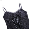Dark sexy lace trim retro top eyelet lace up embossed black camisole vest corset