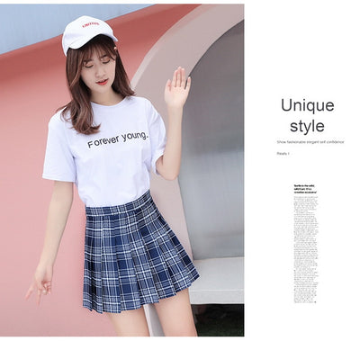 Japanese Style Anime High Waist Stitching Student Pleated Skater Skirts Women Cute Sweet Girls Mini Skirt Pants