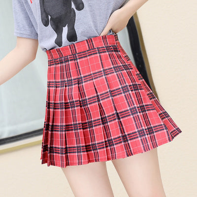 Japanese Style Anime High Waist Stitching Student Pleated Skater Skirts Women Cute Sweet Girls Mini Skirt Pants