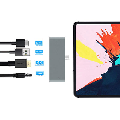 4in1 USB Type-C Mobile Video Hub Adapter with USB-C PD Charging 4K HDMI USB 3.0 & 3.5mm Audio Jack For 2018 iPad Pro
