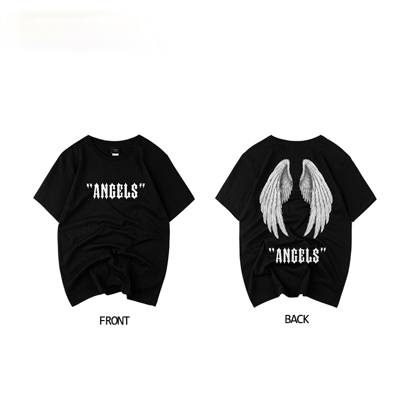bf style angel demon big wings print loose fit T-shirt cotton Tee for ...
