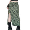 2022 new high waist asymmetric split American retro printed dress casual streetwear skirt for women