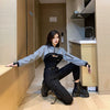 2022 Spring Hip Hop Reflective top coat and pants combined BF style Streetwear chic girl casual suit