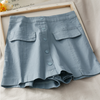2in1 shorts skirt high waist korean fashion pocket buckle deco wide leg casual summer pants A274090