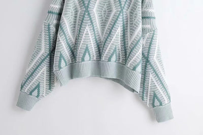 Kontrast Lazy Style Pullover Rundhalsausschnitt Oversize Pullover Argyle Strickwaren