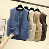 Fleece vest Korean style sleeveless vest cardigan with zipper and pockets suede lining