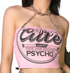 Cute PSYCHO letters print with chain cami vest 2021 European Gothic Streetwear