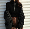 Retro Chic runder Ring Reißverschluss Pullover mit hohem Kragen Koreanischer Basic Warm T-Pullover für Femme
