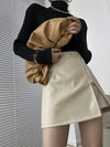 PU Leather Skirt high waist double layer A-line skirt double layer SN0136