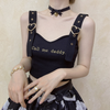 Love heart buckle embroidered cute punk girl small vest cami knitwear with sling