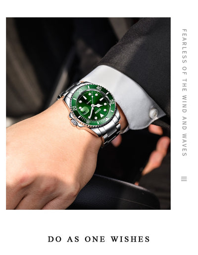 Top Marke Luxus DOM Wasserdichter Kalender Sportuhr Quarz Leuchtende Armbanduhr Grünes Relogio Masculino
