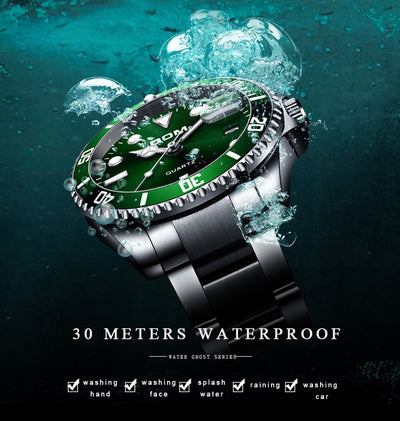 Top Marke Luxus DOM Wasserdichter Kalender Sportuhr Quarz Leuchtende Armbanduhr Grünes Relogio Masculino